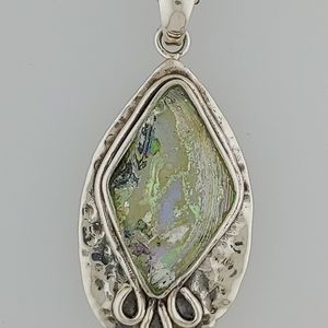 Sterling Silver Roman Glass One of a Kind Necklace
